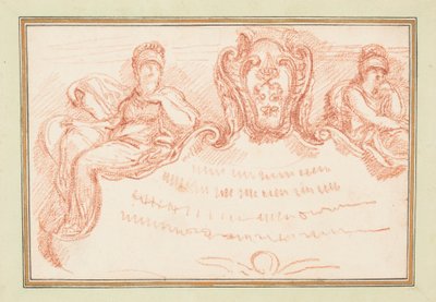 Ceiling Detail with Two Seated Figures and Escutcheon by Unknown
